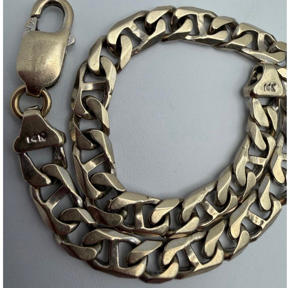 Solid 14K White Gold Anchor Mariner Link Bracelet 17.46g Estate Fine Jewelry